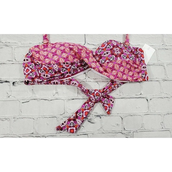 Polo Ralph Lauren Pink Geometric Bandeau Swimsuit Bikini Top WOMENS SIZE 8 - Picture 4 of 6